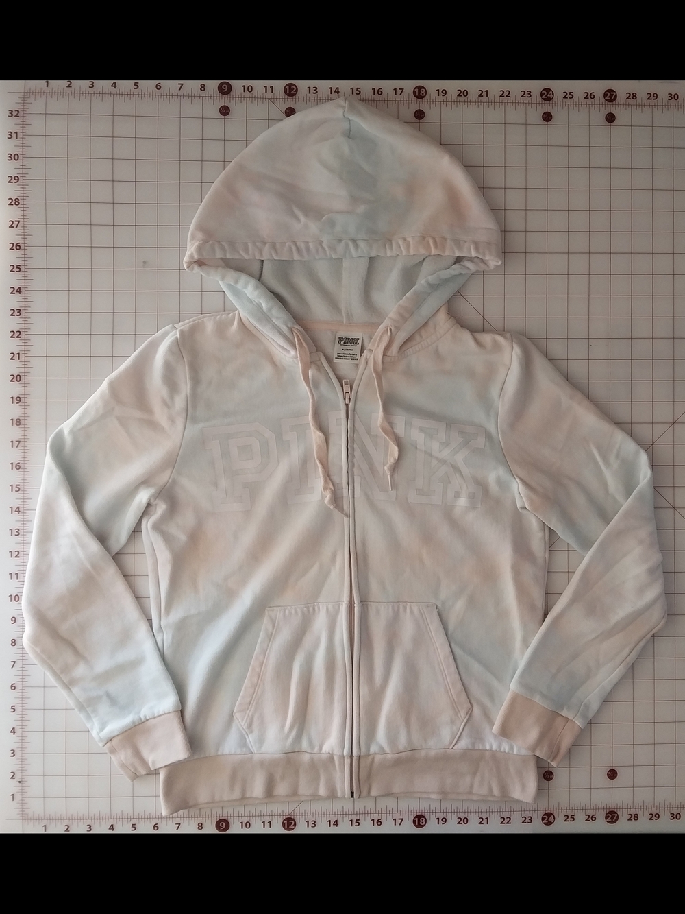 Victoria's Secret PINK Pastel Tie-Dye Light Blue & Pale Pink Zip-Up Hoodie